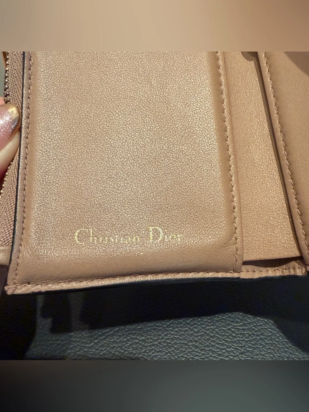 CHRISTIAN DIOR Saddle Lotus Leather Wallet Mauve/Tan COA